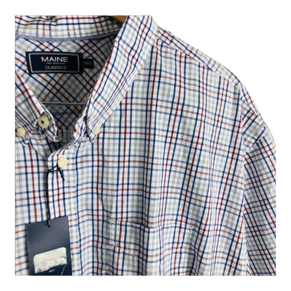 MAINE NWT Classics Blue Red Plaid Short Sleeve Button Up Shirt size 3XL - Picture 5 of 9